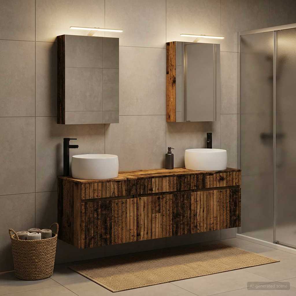 Bathroom Cabinet Set 5 pcs Old Wood Engineered Wood