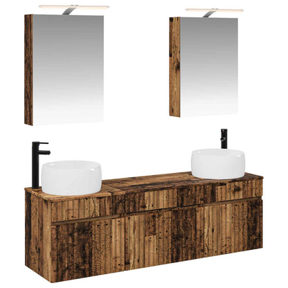 Bathroom Cabinet Set 5 pcs Old Wood 50 x 14.5 x 70 cm