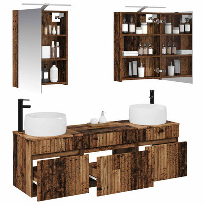 Bathroom Cabinet Set 5 pcs Old Wood 50 x 14.5 x 70 cm