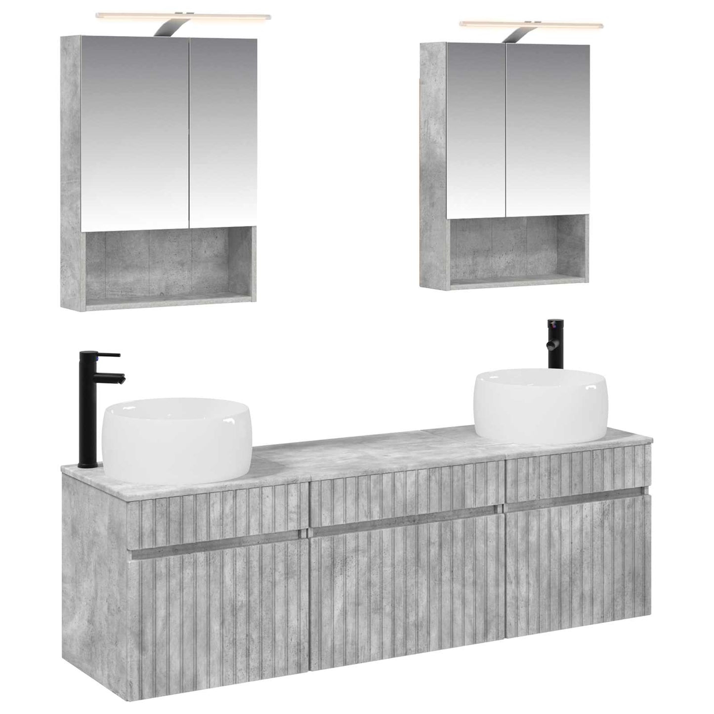 Bathroom Cabinet Set 5 pcs Concrete Grey 50 x 14.5 x 70 cm
