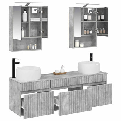 Bathroom Cabinet Set 5 pcs Concrete Grey 50 x 14.5 x 70 cm