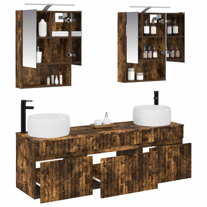 Bathroom Cabinet Set 5 pcs Smoked Oak 50 x 14.5 x 70 cm