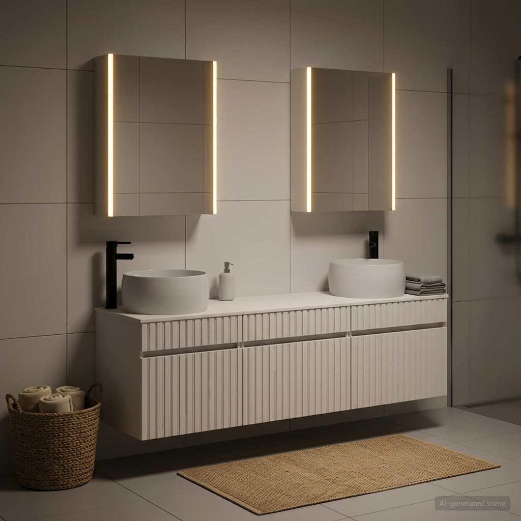 Bathroom Cabinet Set 5 pcs White Engineered Wood