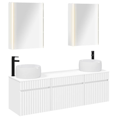 Bathroom Cabinet Set 5 pcs White Engineered Wood