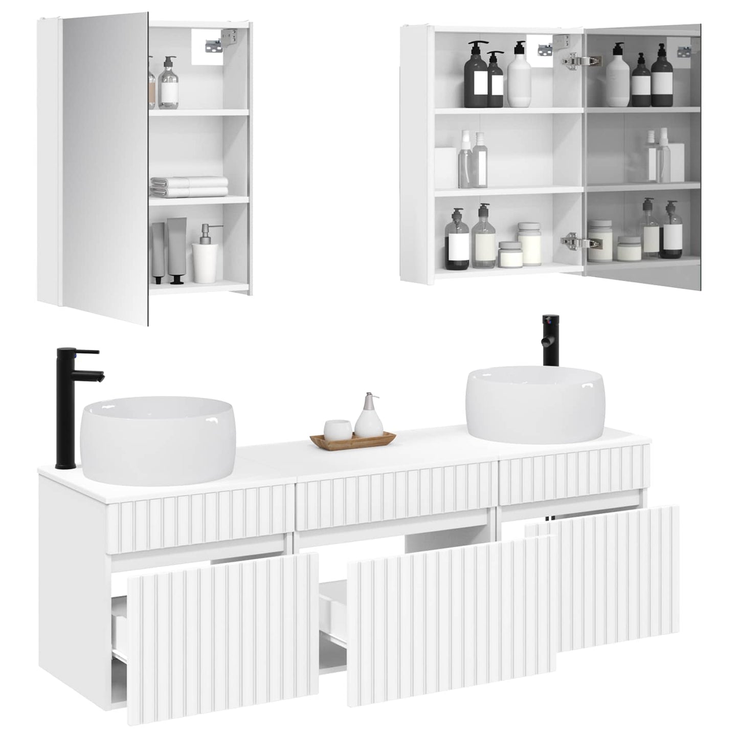 Bathroom Cabinet Set 5 pcs White Engineered Wood