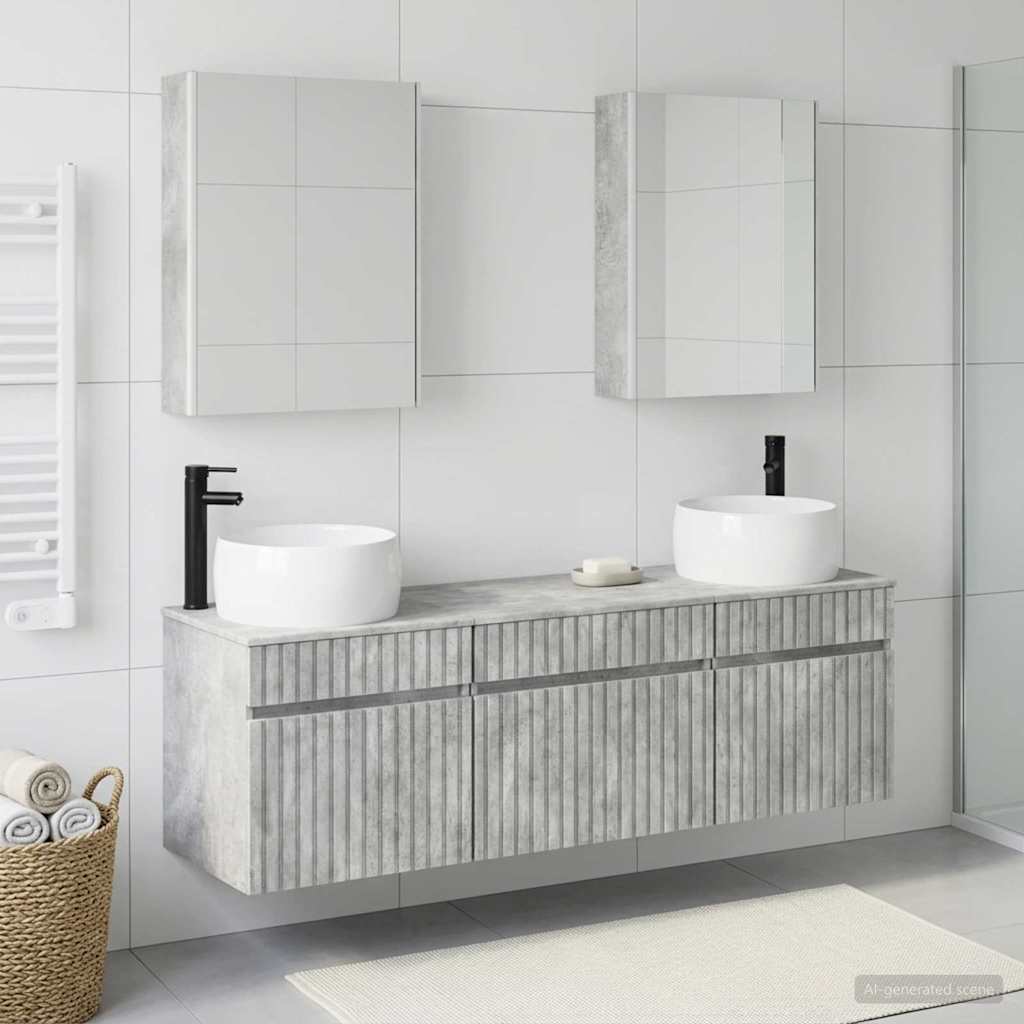 Bathroom Cabinet Set 5 pcs Concrete Grey Engineered Wood