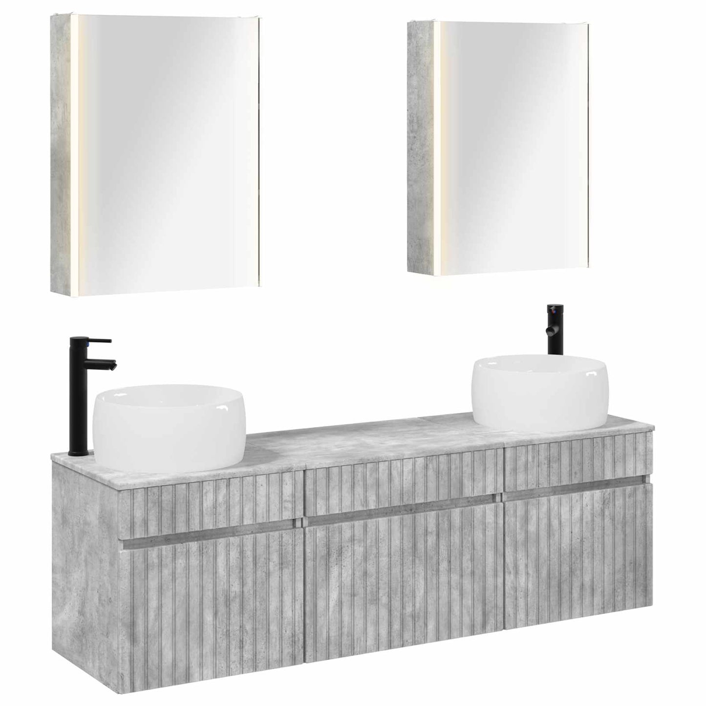 Bathroom Cabinet Set 5 pcs Concrete Grey 53 x 15.5 x 70 cm