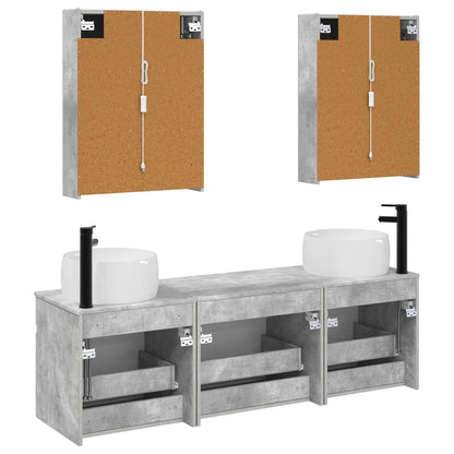 Bathroom Cabinet Set 5 pcs Concrete Grey 53 x 15.5 x 70 cm