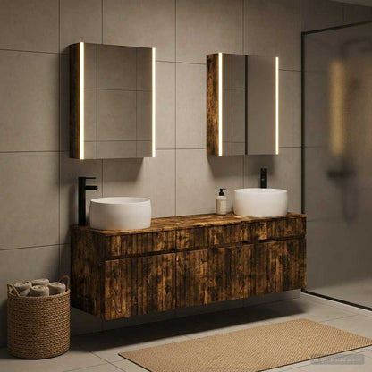 Bathroom Cabinet Set 5 pcs Smoked Oak Engineered Wood