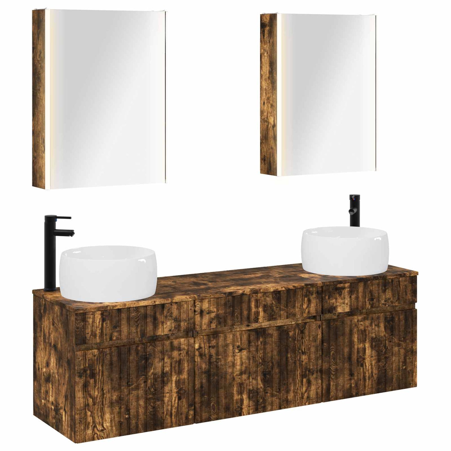 Bathroom Cabinet Set 5 pcs Smoked Oak 53 x 15.5 x 70 cm
