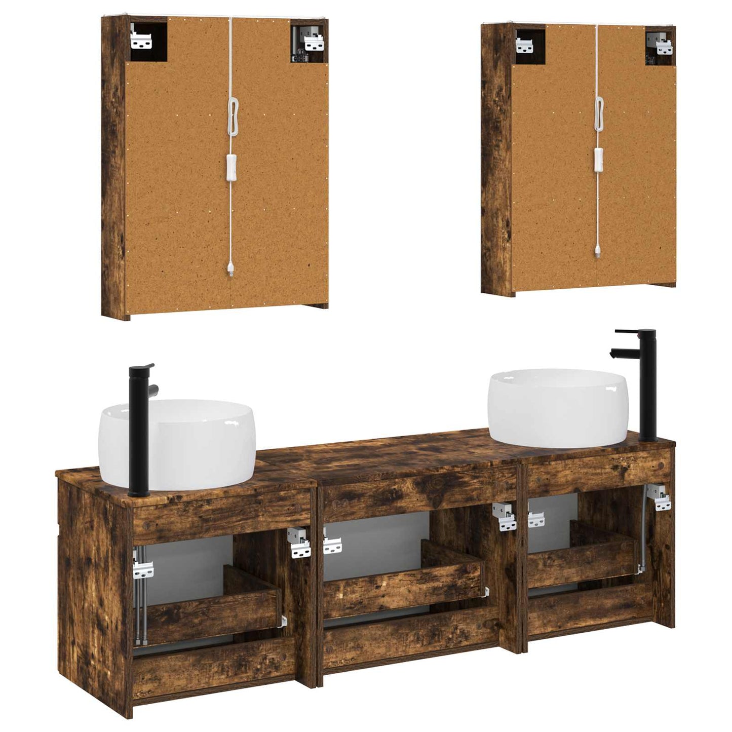 Bathroom Cabinet Set 5 pcs Smoked Oak 53 x 15.5 x 70 cm