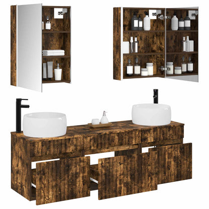 Bathroom Cabinet Set 5 pcs Smoked Oak 53 x 15.5 x 70 cm