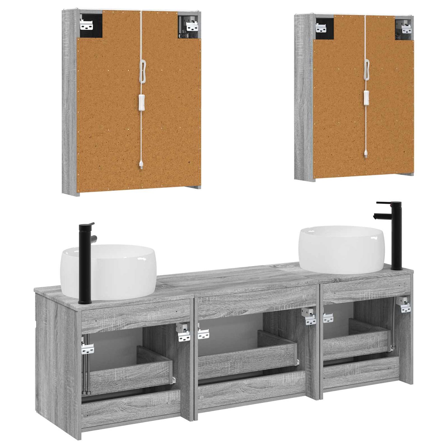 Bathroom Cabinet Set 5 pcs Grey Sonoma 53 x 15.5 x 70 cm