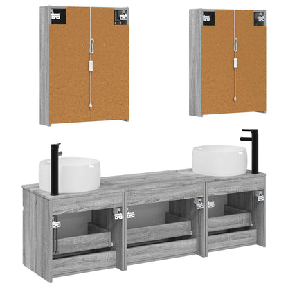 Bathroom Cabinet Set 5 pcs Grey Sonoma 53 x 15.5 x 70 cm