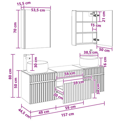 Bathroom Cabinet Set 5 pcs Grey Sonoma 53 x 15.5 x 70 cm