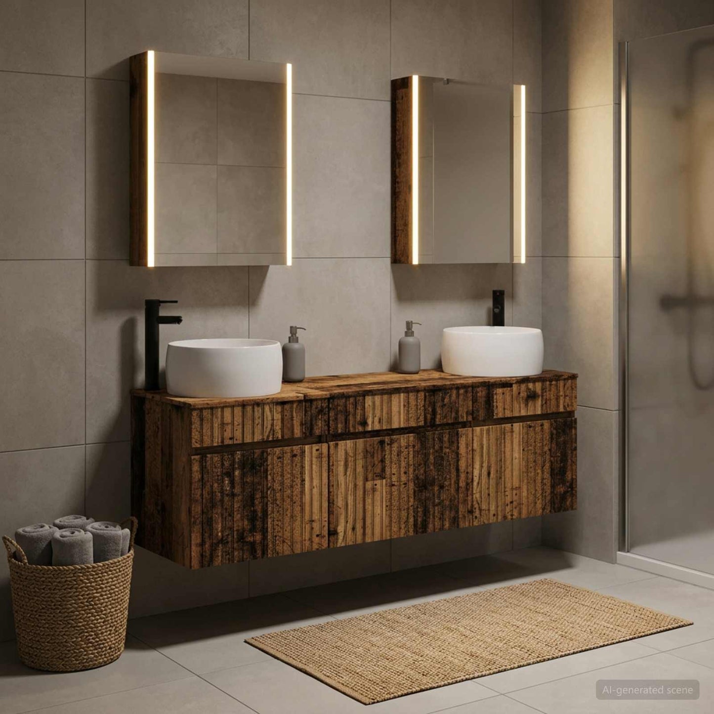 Bathroom Cabinet Set 5 pcs Old Wood Engineered Wood