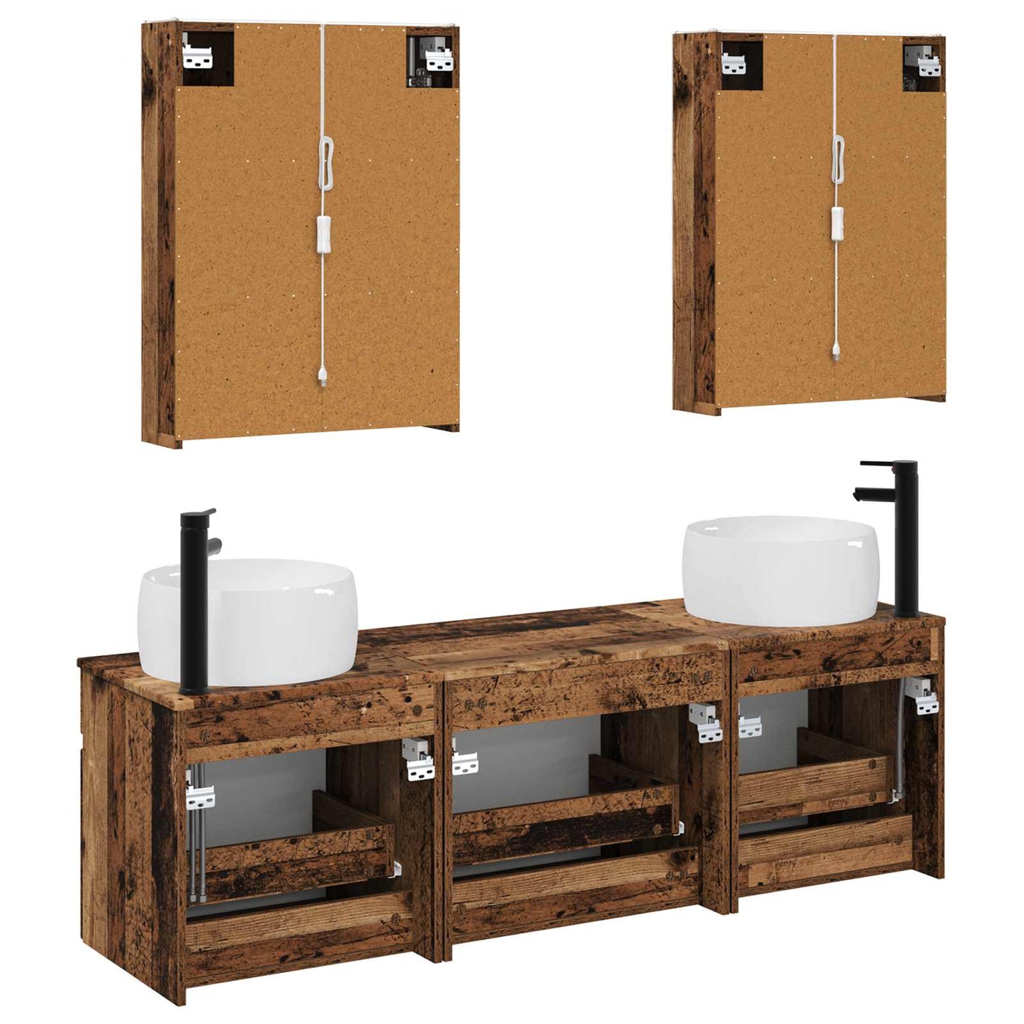 Bathroom Cabinet Set 5 pcs Old Wood 53 x 15.5 x 70 cm