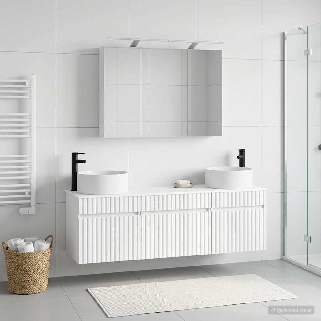 Bathroom Cabinet Set 4 pcs White Engineered Wood