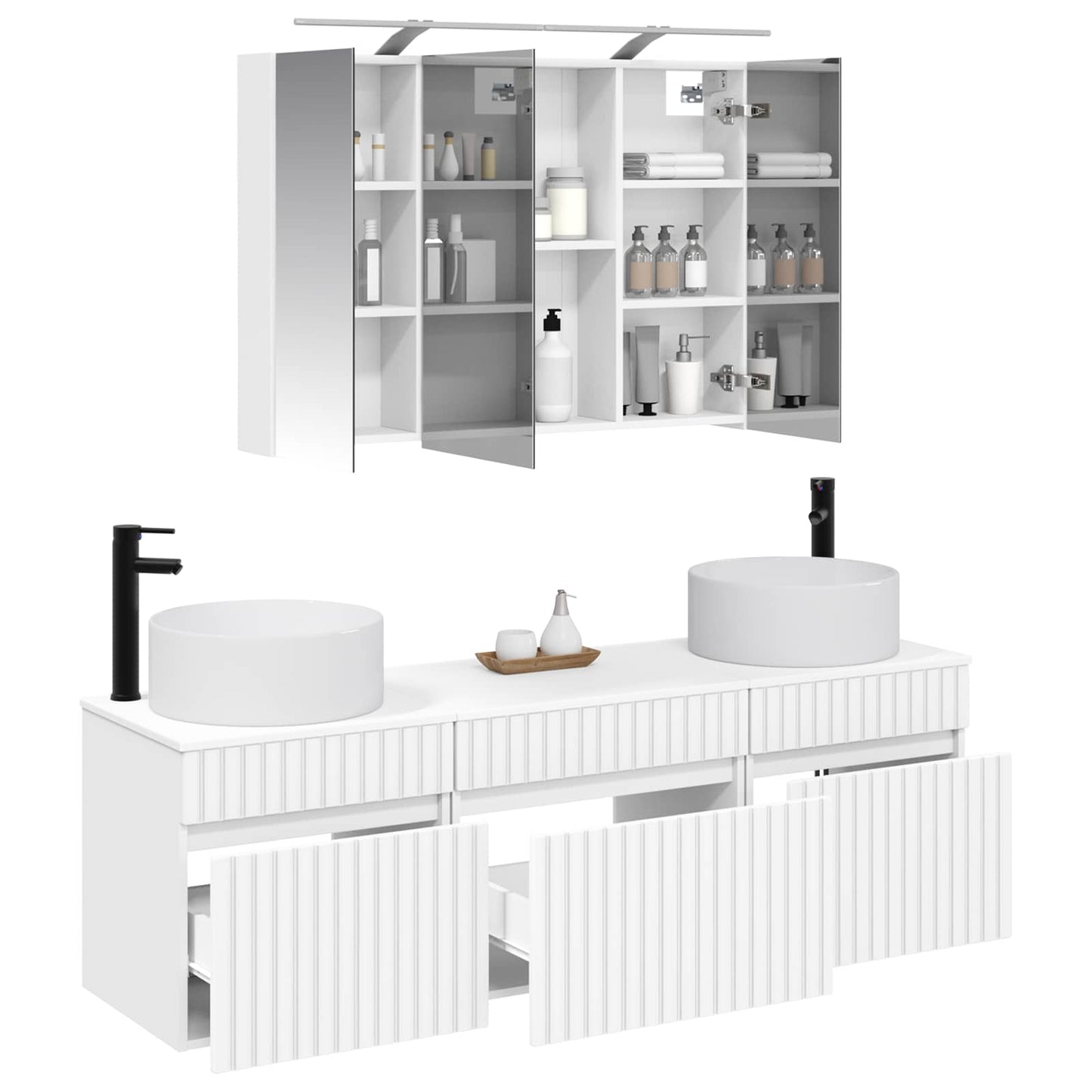 Bathroom Cabinet Set 4 pcs White 100 x 14.5 x 70 cm