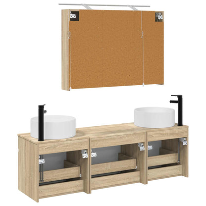 Bathroom Cabinet Set 4 pcs Sonoma Oak 100 x 14.5 x 70 cm