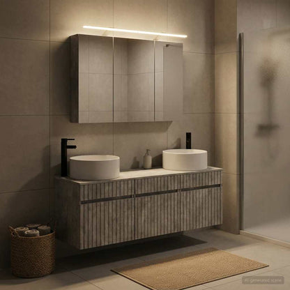 Bathroom Cabinet Set 4 pcs Concrete Grey Engineered Wood
