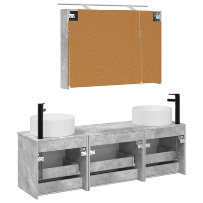 Bathroom Cabinet Set 4 pcs Concrete Grey 100 x 14.5 x 70 cm