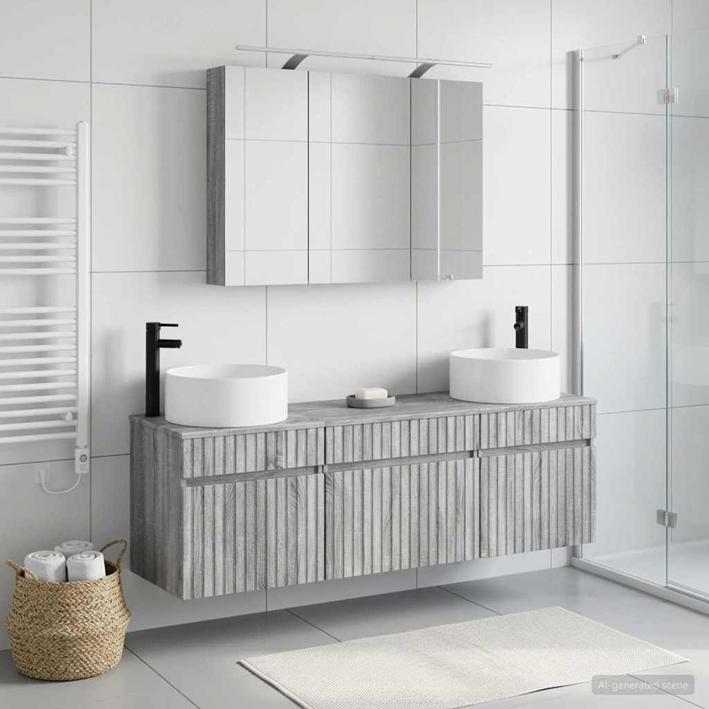 Bathroom Cabinet Set 4 pcs Grey Sonoma Engineered Wood