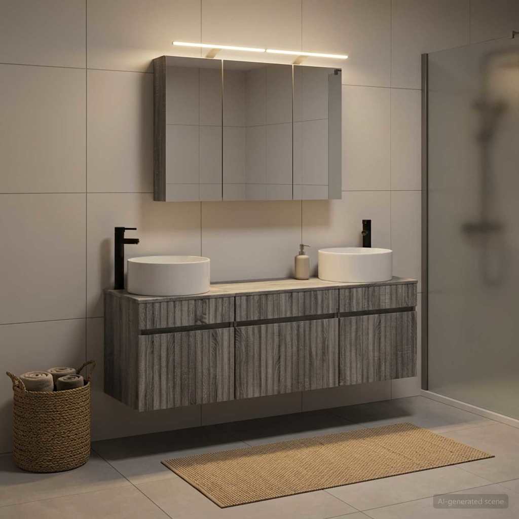 Bathroom Cabinet Set 4 pcs Grey Sonoma Engineered Wood