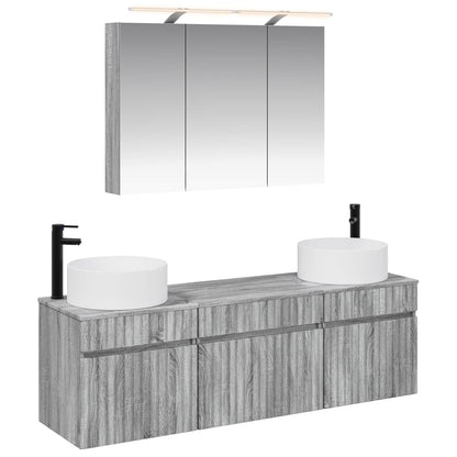 Bathroom Cabinet Set 4 pcs Grey Sonoma 100 x 14.5 x 70 cm