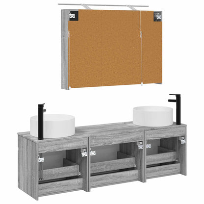 Bathroom Cabinet Set 4 pcs Grey Sonoma 100 x 14.5 x 70 cm