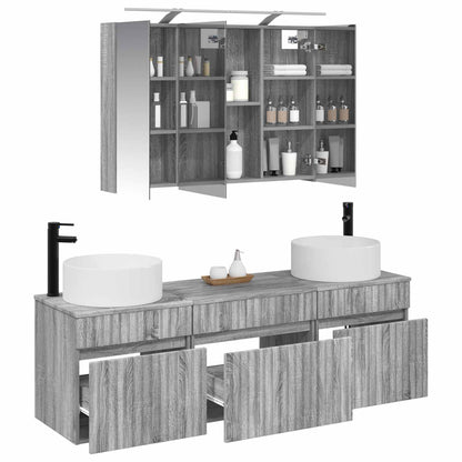 Bathroom Cabinet Set 4 pcs Grey Sonoma 100 x 14.5 x 70 cm