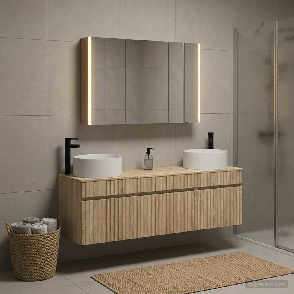 Bathroom Cabinet Set 4 pcs Sonoma Oak Engineered Wood