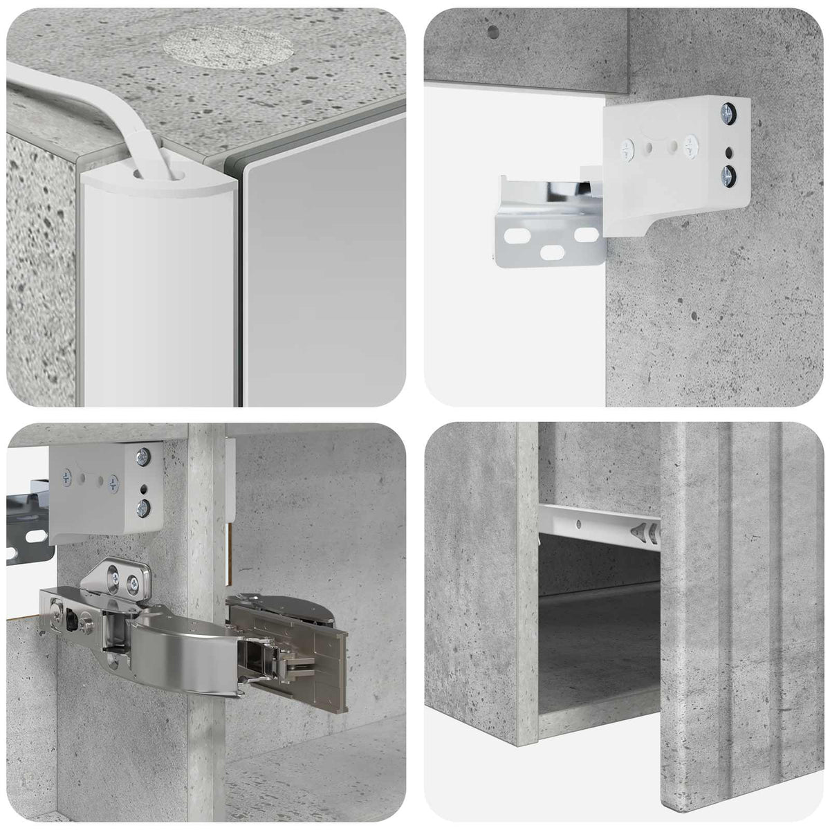 Bathroom Cabinet Set 4 pcs Concrete Grey Engineered Wood