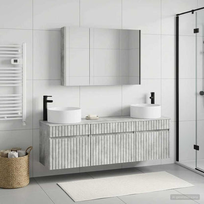 Bathroom Cabinet Set 4 pcs Concrete Grey Engineered Wood