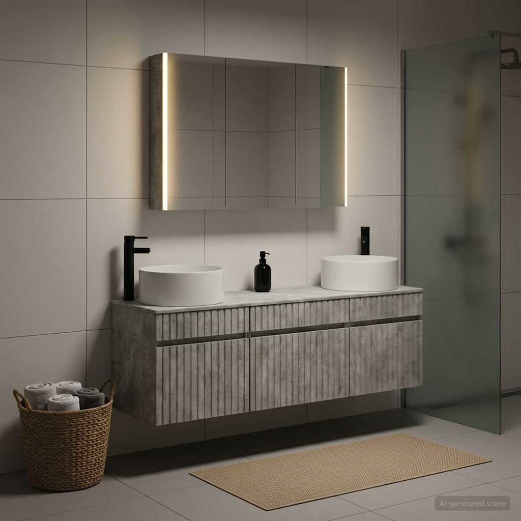 Bathroom Cabinet Set 4 pcs Concrete Grey Engineered Wood