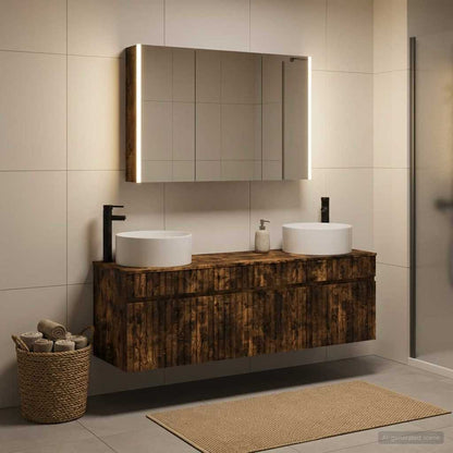 Bathroom Cabinet Set 4 pcs Smoked Oak Engineered Wood