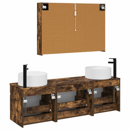 Bathroom Cabinet Set 4 pcs Smoked Oak 103.5 x 15.5 x 70 cm