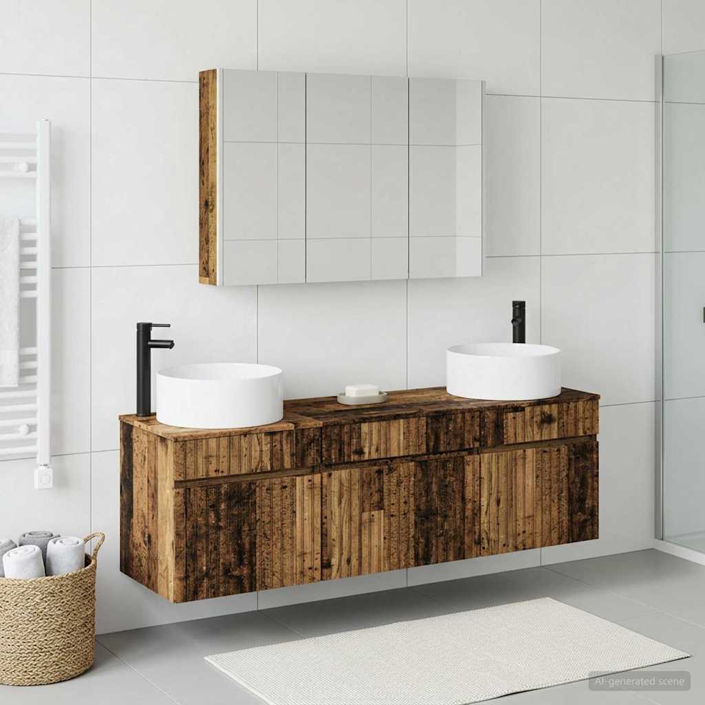 Bathroom Cabinet Set 4 pcs Old Wood Engineered Wood