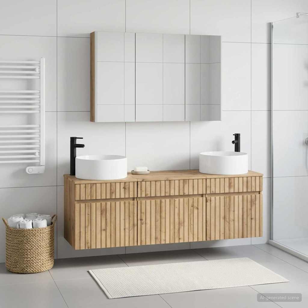 Bathroom Cabinet Set 4 pcs Artisan Oak Engineered Wood