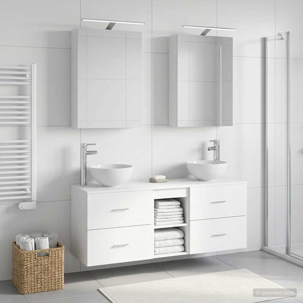 Bathroom Cabinet Set 5 pcs White Engineered Wood