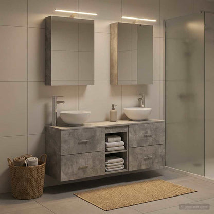 Bathroom Cabinet Set 5 pcs Concrete Grey Engineered Wood