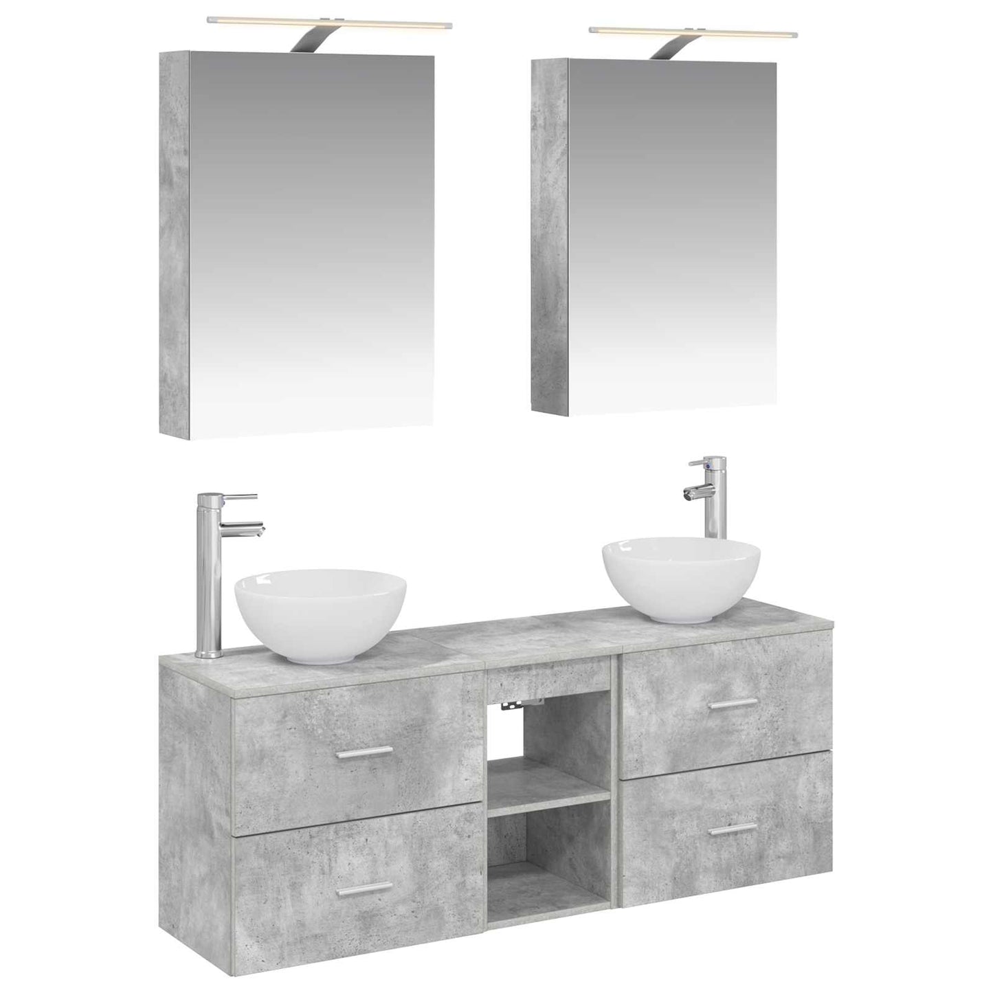 Bathroom Cabinet Set 5 pcs Concrete Grey 50 x 14.5 x 70 cm