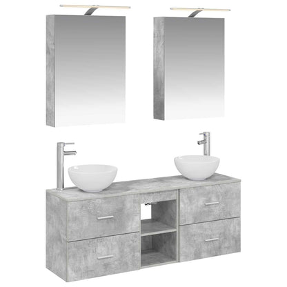 Bathroom Cabinet Set 5 pcs Concrete Grey 50 x 14.5 x 70 cm