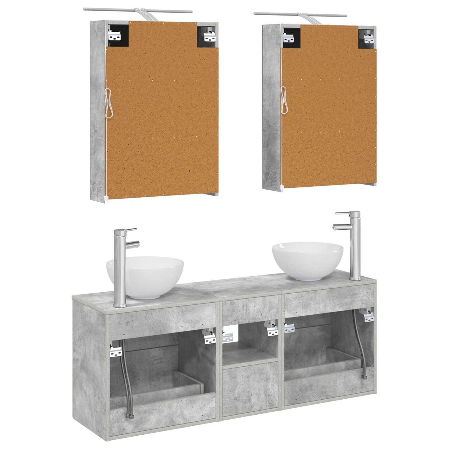 Bathroom Cabinet Set 5 pcs Concrete Grey 50 x 14.5 x 70 cm
