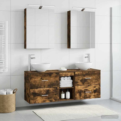 Bathroom Cabinet Set 5 pcs Smoked Oak Engineered Wood