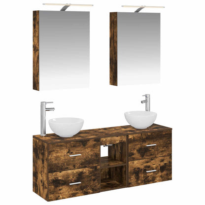 Bathroom Cabinet Set 5 pcs Smoked Oak 50 x 14.5 x 70 cm