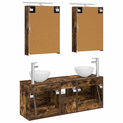 Bathroom Cabinet Set 5 pcs Smoked Oak 50 x 14.5 x 70 cm