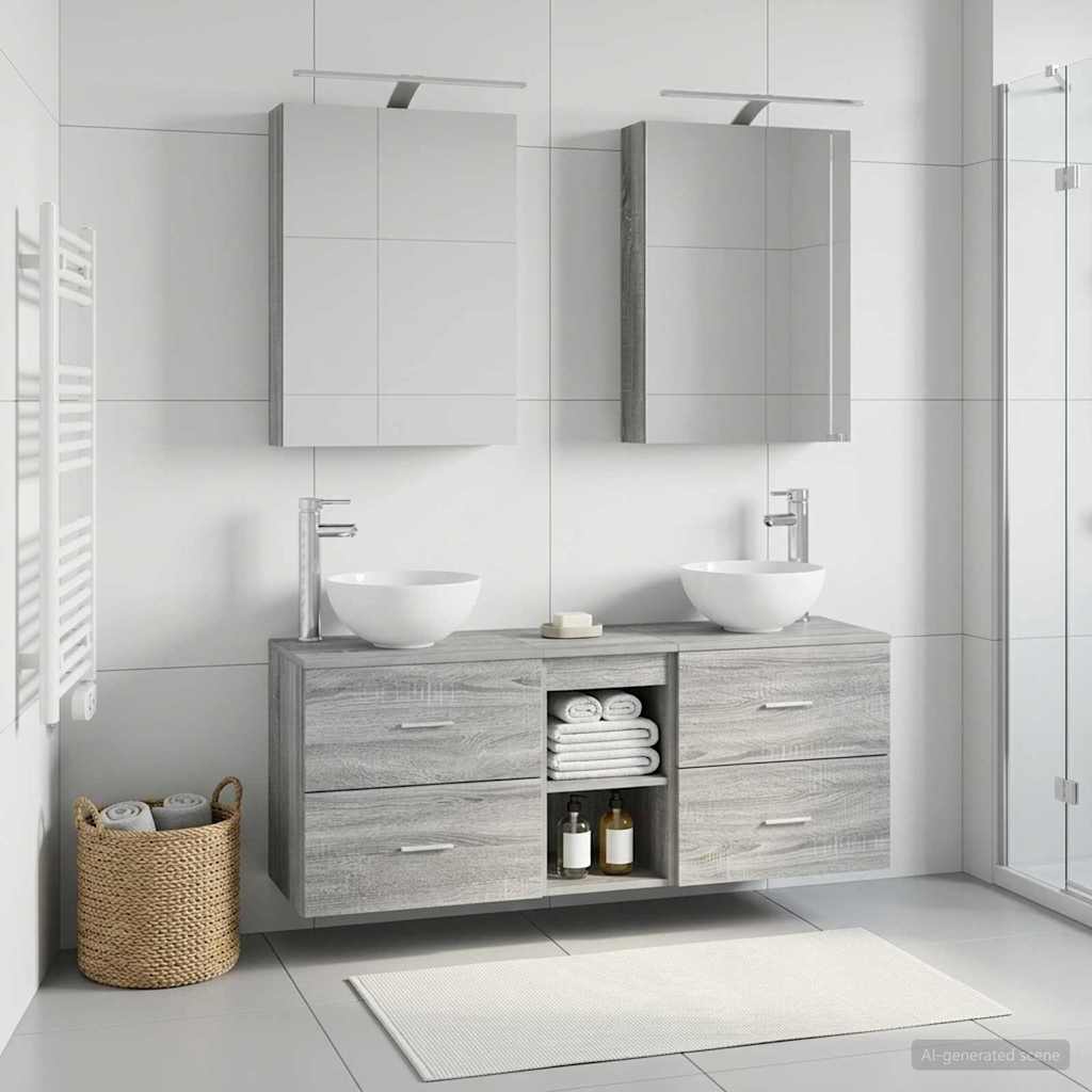 Bathroom Cabinet Set 5 pcs Grey Sonoma Engineered Wood