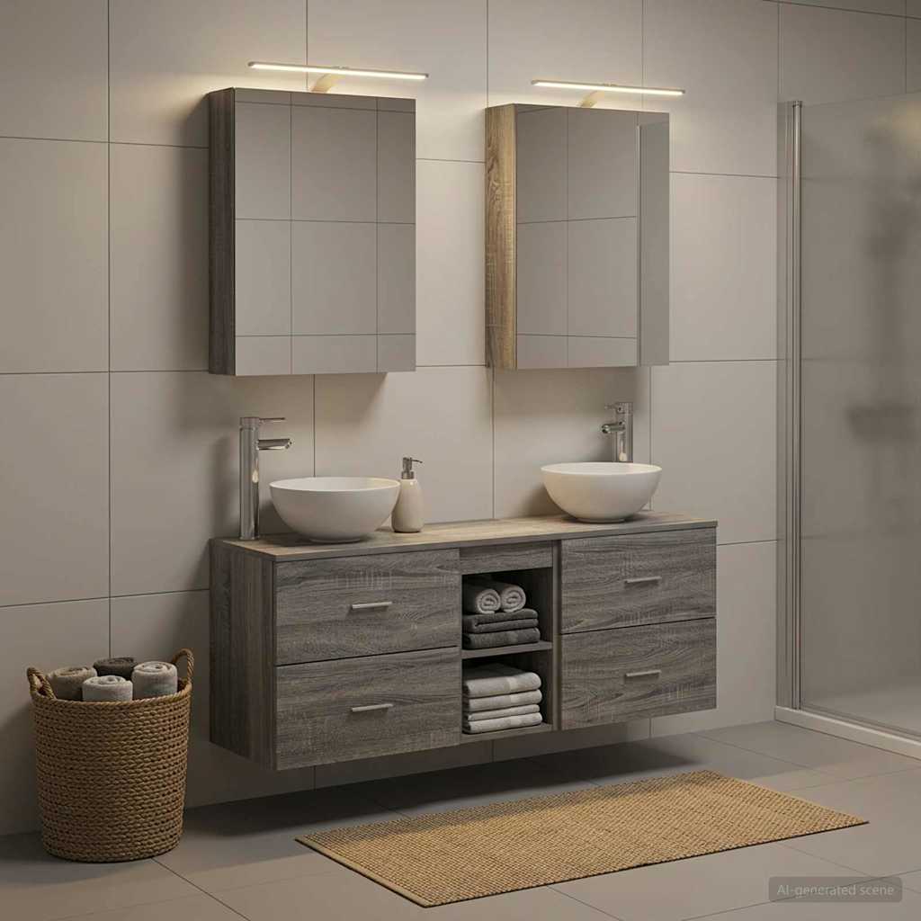 Bathroom Cabinet Set 5 pcs Grey Sonoma Engineered Wood