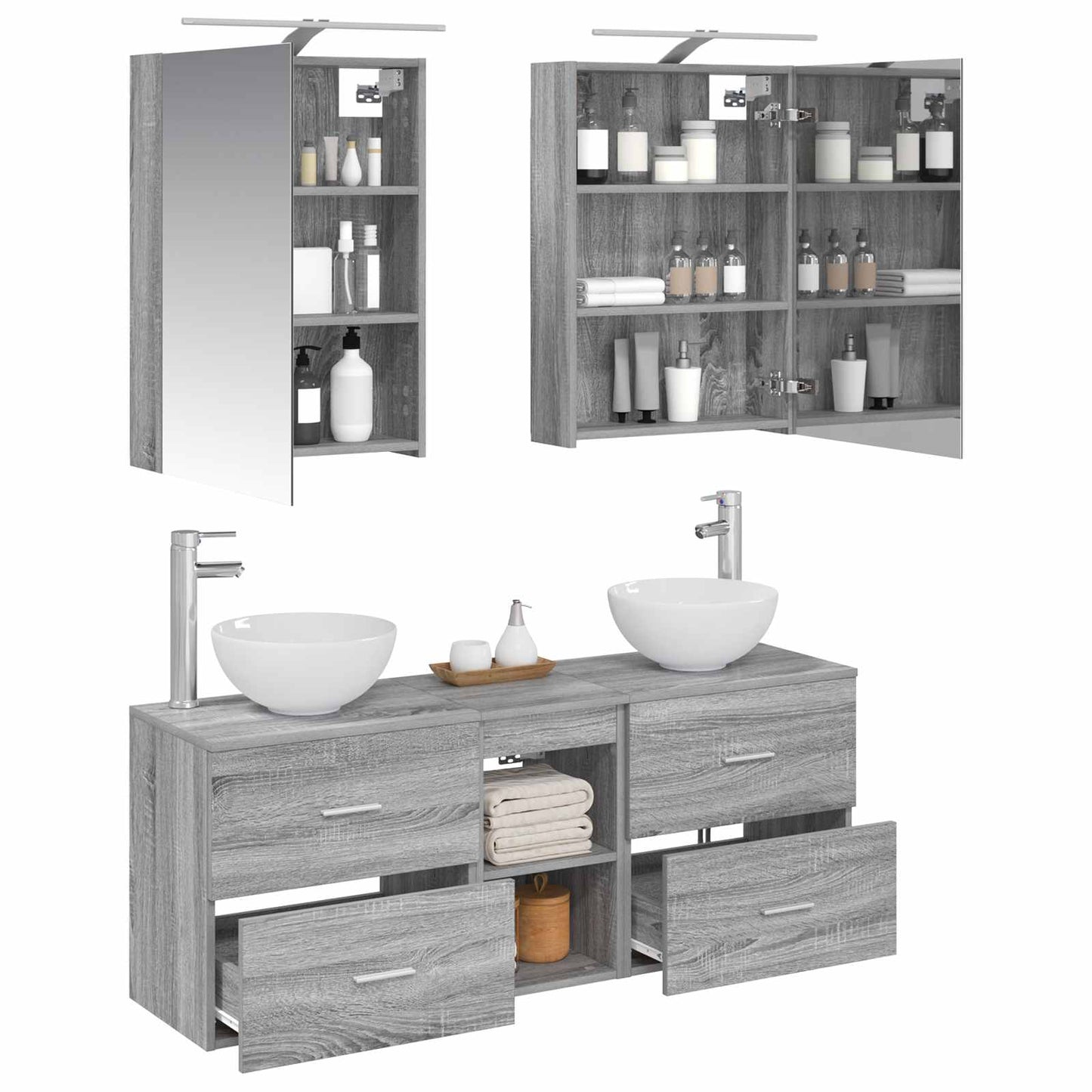 Bathroom Cabinet Set 5 pcs Grey Sonoma Engineered Wood